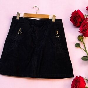 Forever 21 Y2K Early 2000's Black Corduroy Mini Skirt Gothic Punk Style Size S